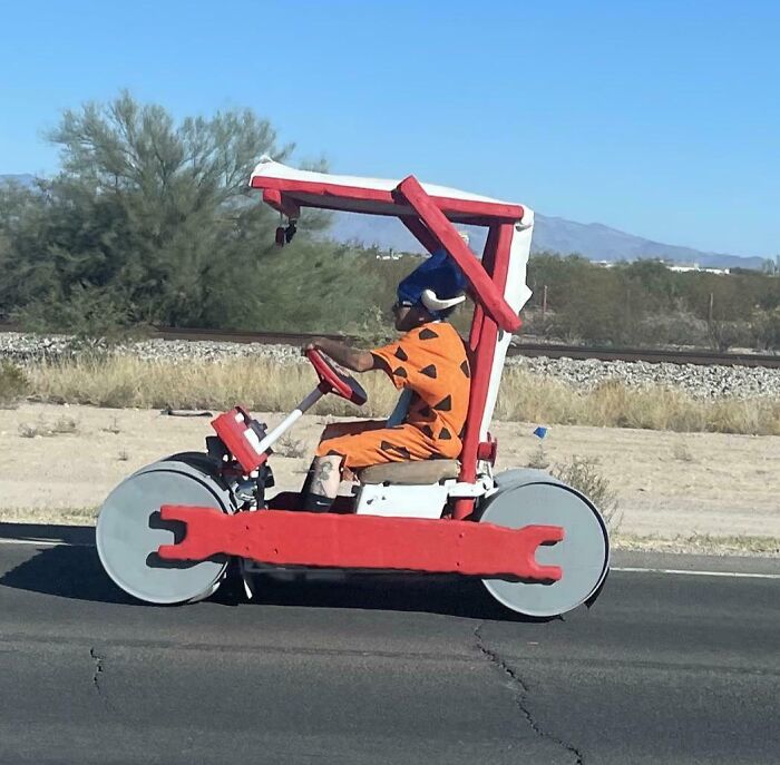 Just Fred Flintstone on his way to work.