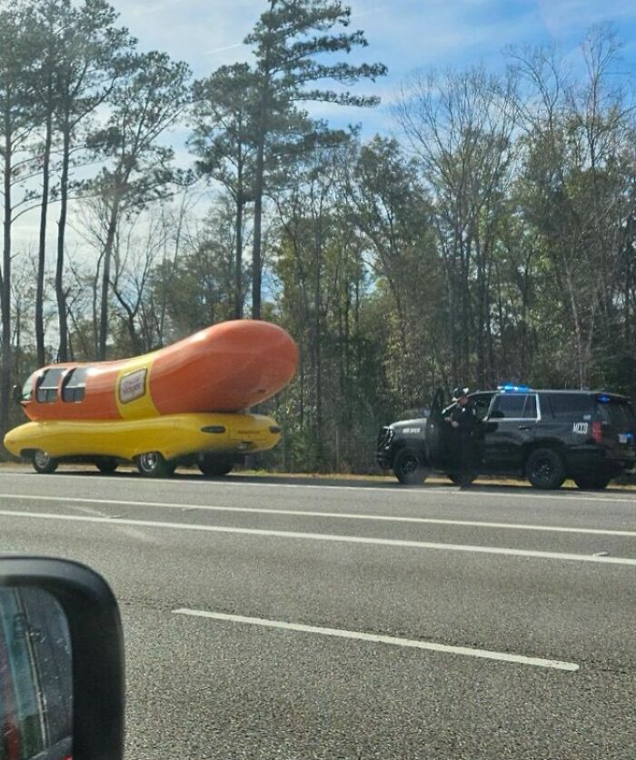 The Weinermobile getting a ticket.