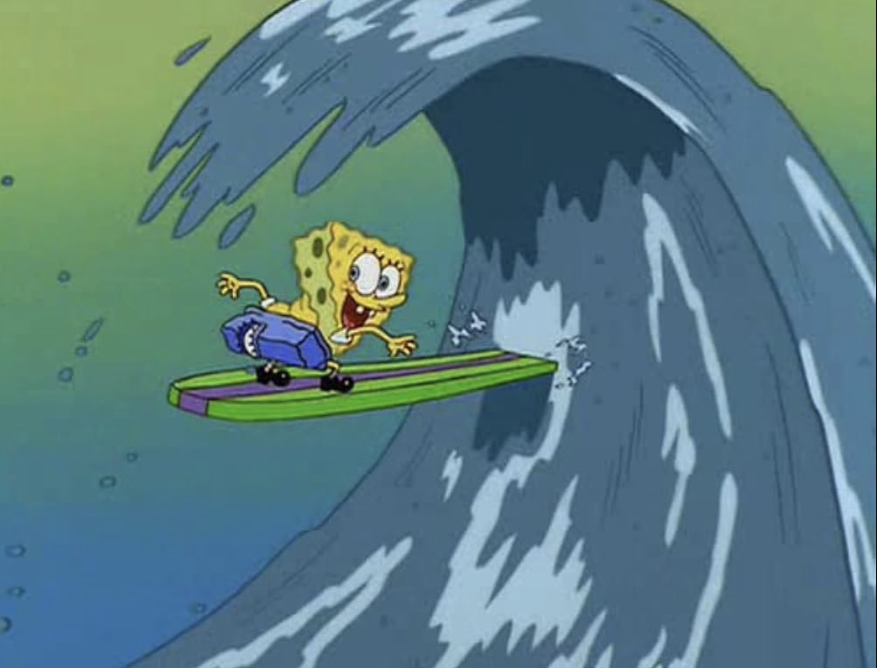 spongebob surfing ripped pants - 9