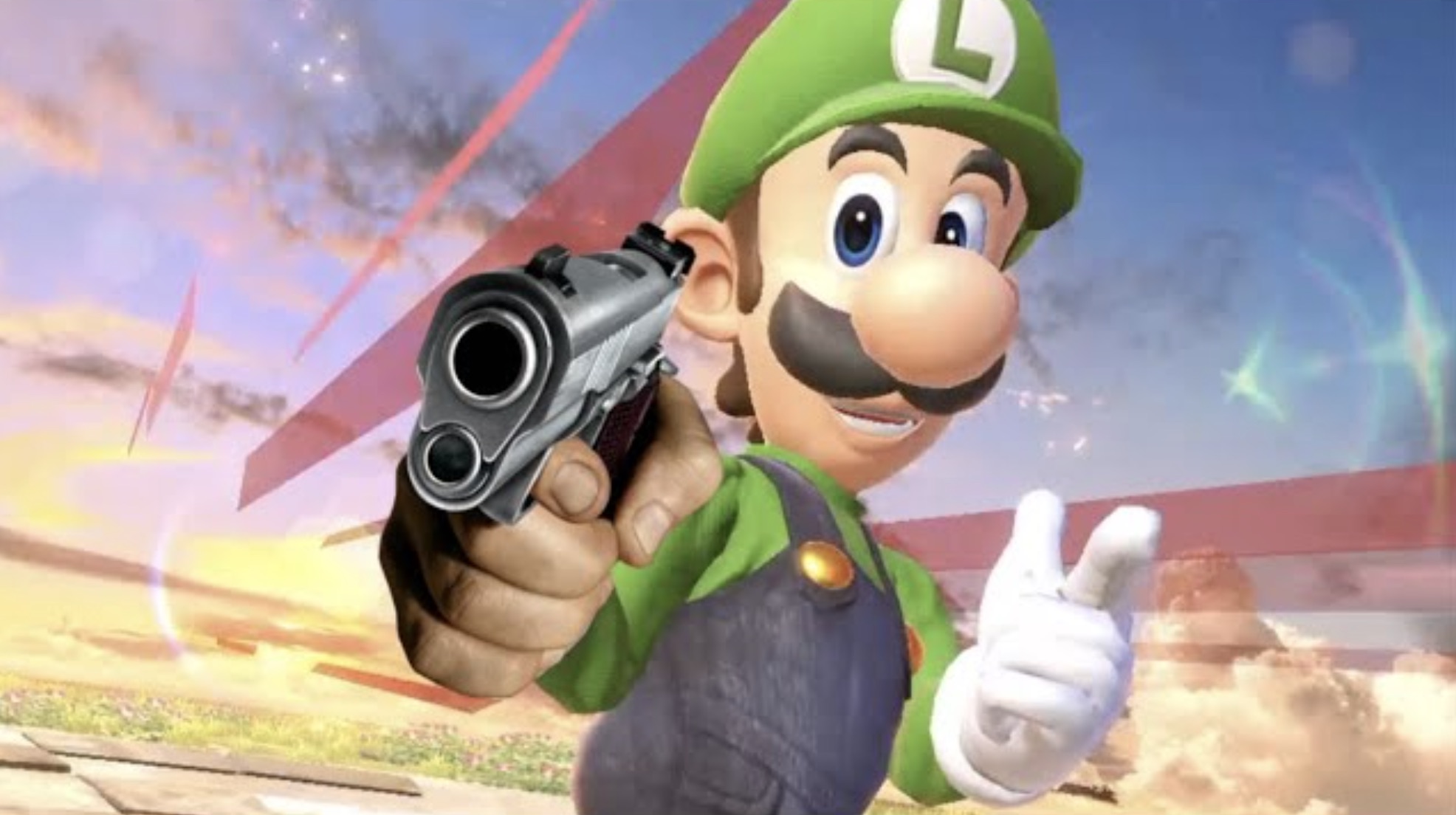 luigi with a gun