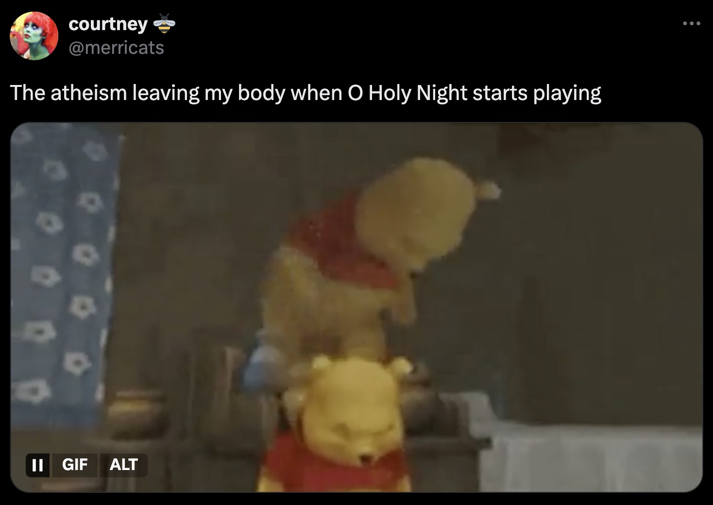 screenshot - courtney The atheism leaving my body when O Holy Night starts playing Ii Gif Alt