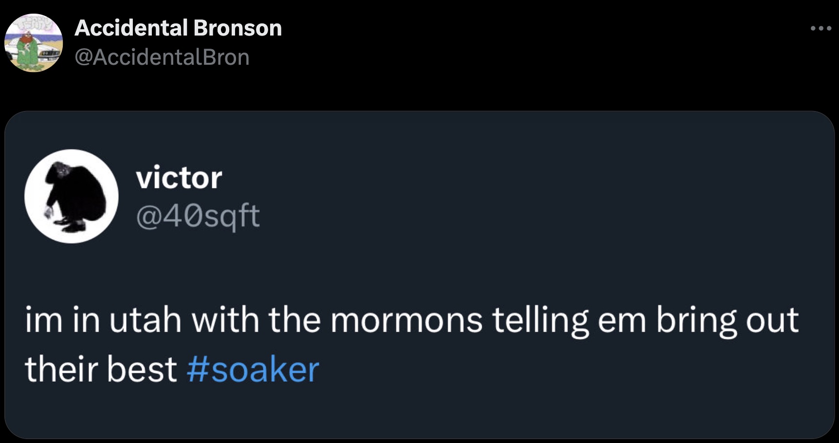 screenshot - Accidental Bronson victor im in utah with the mormons telling em bring out their best