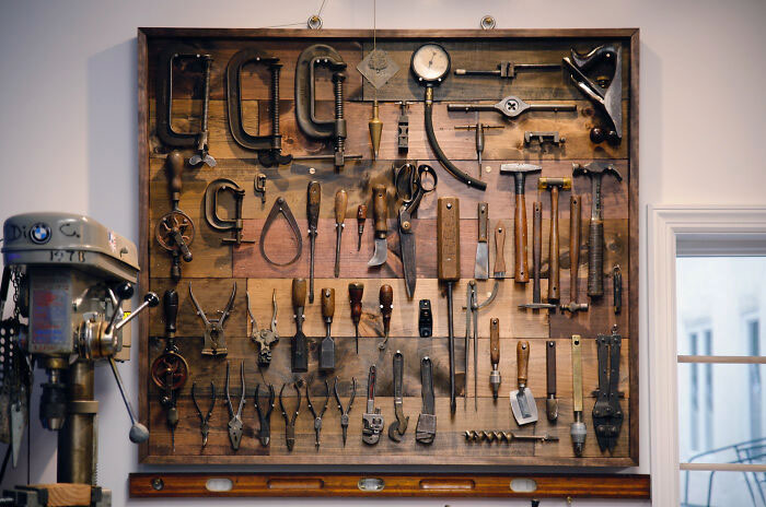 "I created this 'tool shrine' to showcase my father and grandfather's various tools that I inhereted."