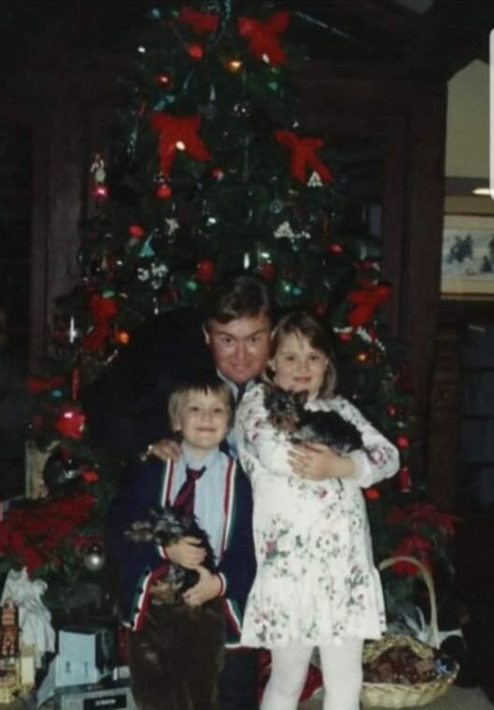 With his children at Christmas. 1980's.