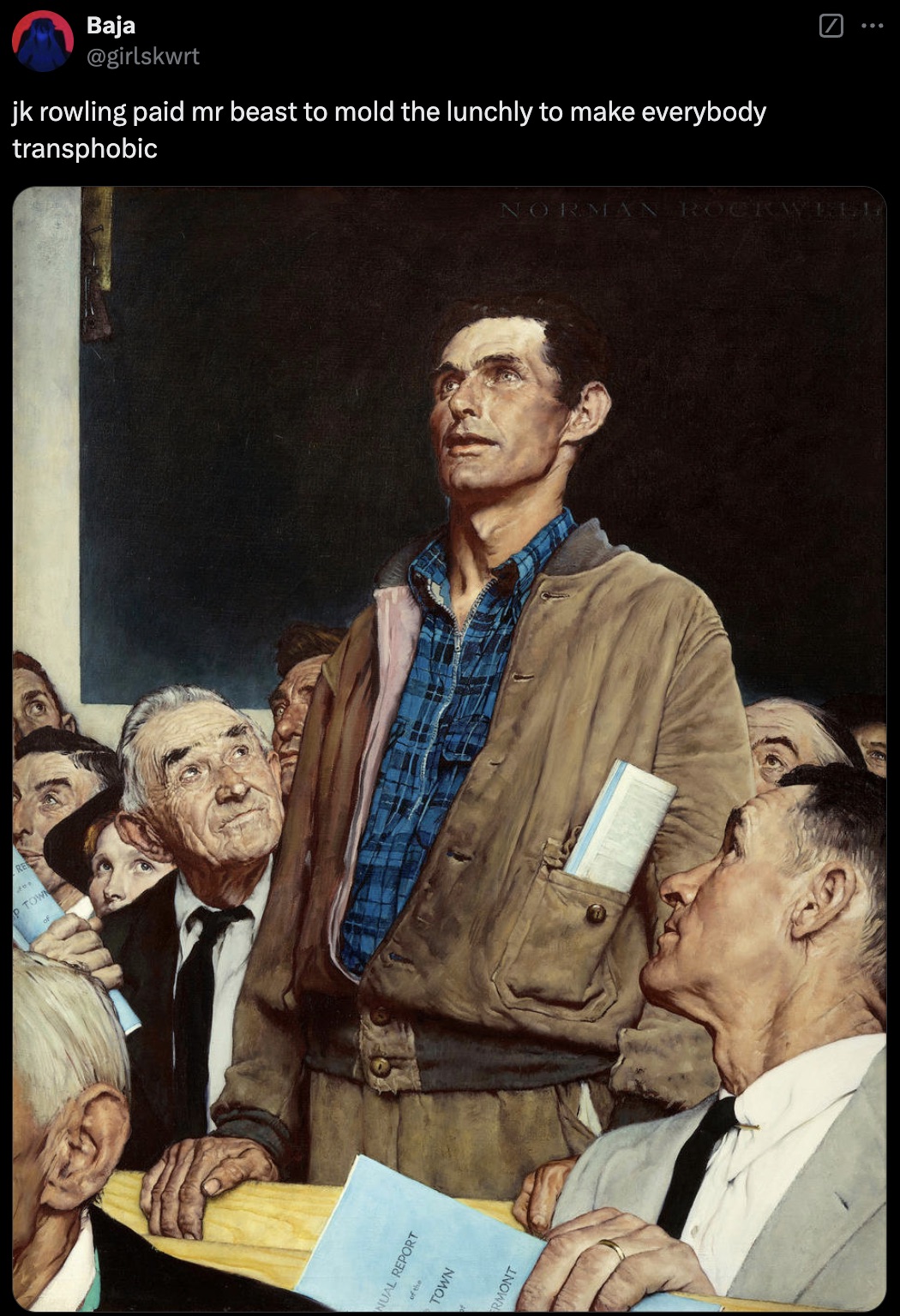 norman rockwell freedom paintings - Baja jk rowling paid mr beast to mold the lunchly to make everybody transphobic