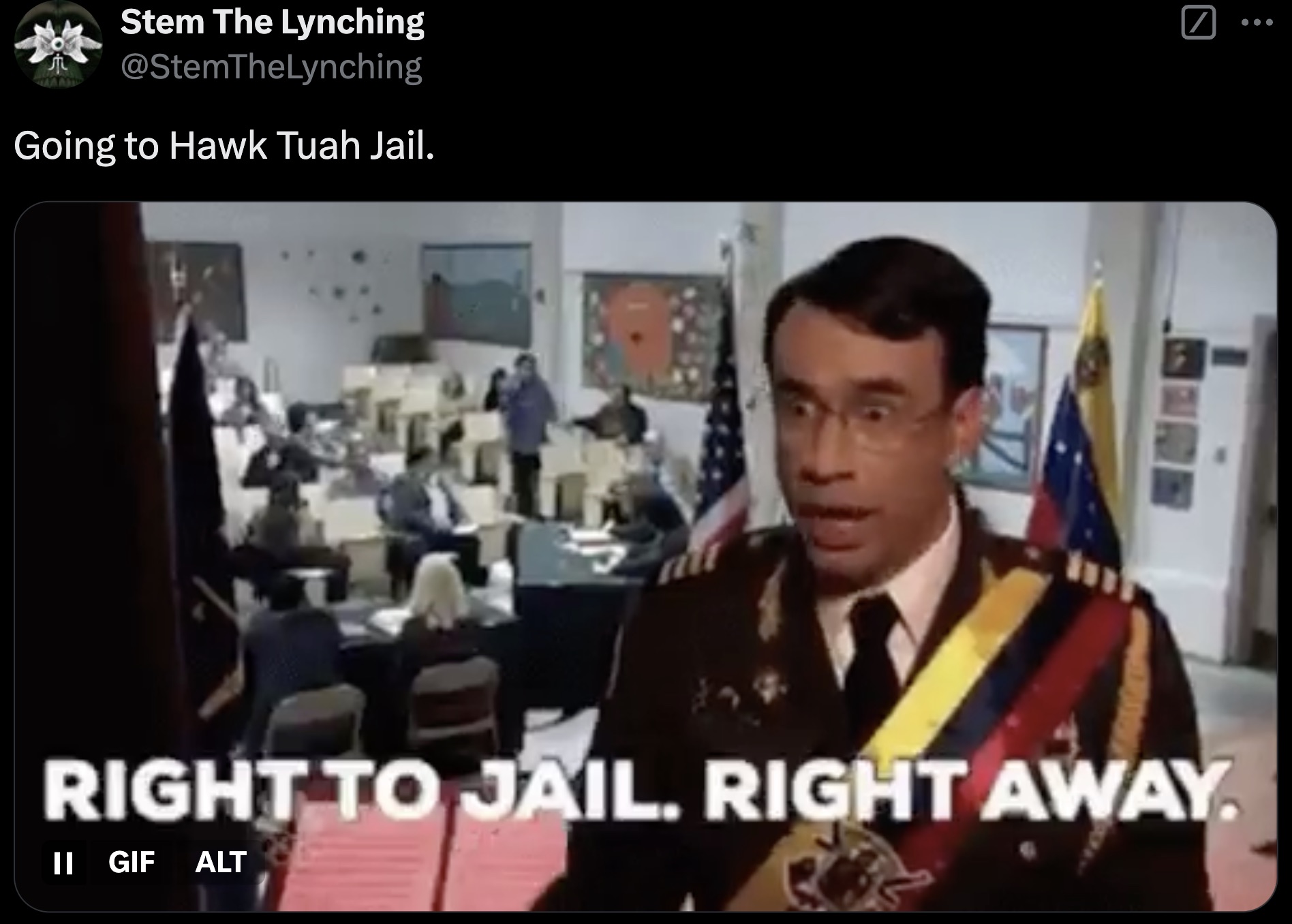 straight to jail gif - Stem The Lynching Going to Hawk Tuah Jail. Right To Jail. Right Away. Ii Gif Alt