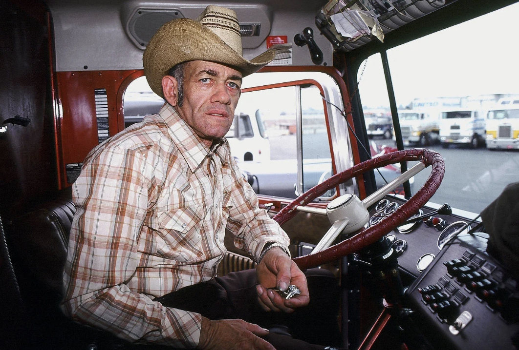 truck driver with cowboy hat