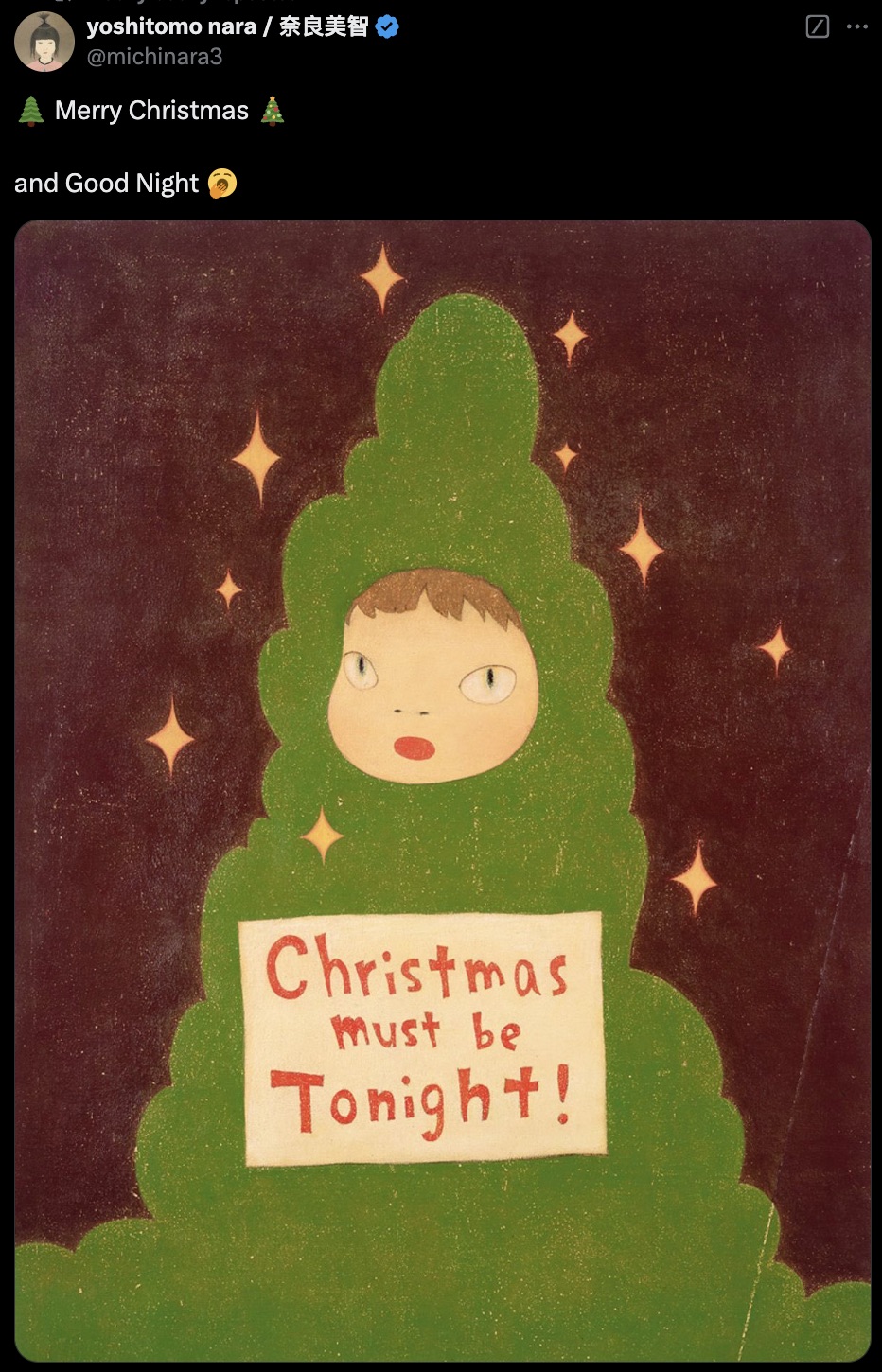 poster - yoshitomo nara Merry Christmas and Good Night Christmas must be Tonight!