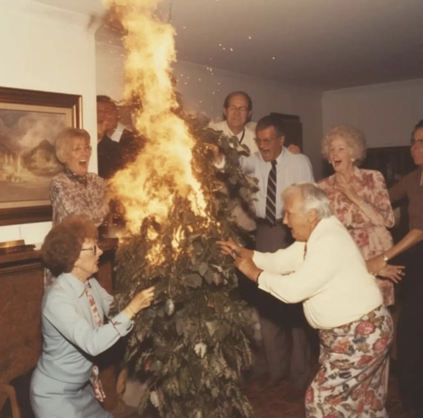 tree burning meme