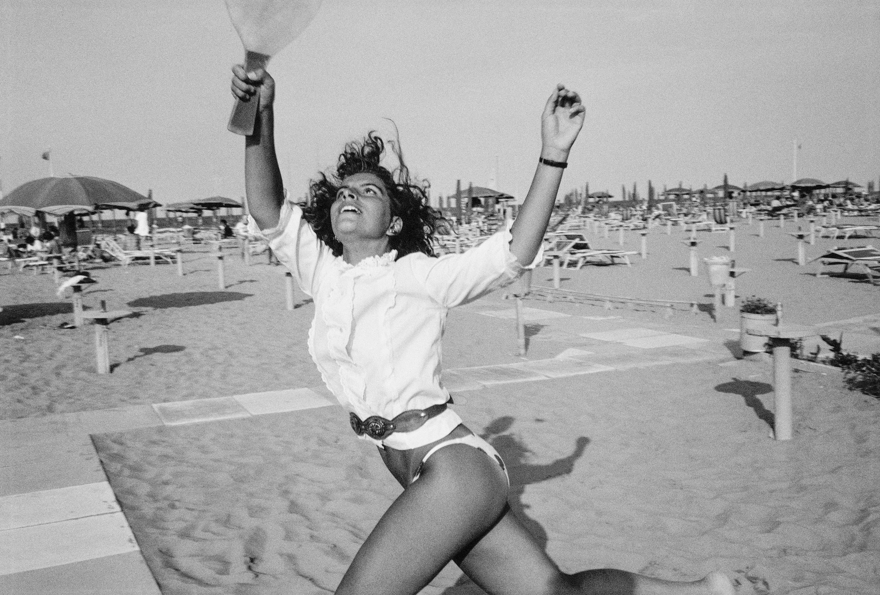 On a beach in 1983.