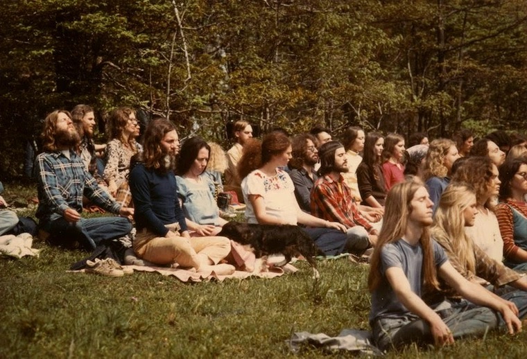 hippies meditating