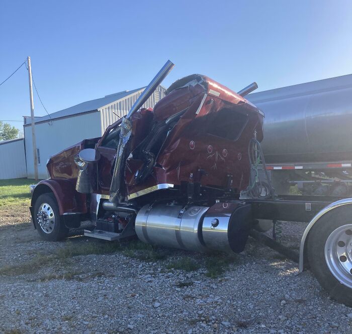 This truck *attempted* to drive through a tornado.