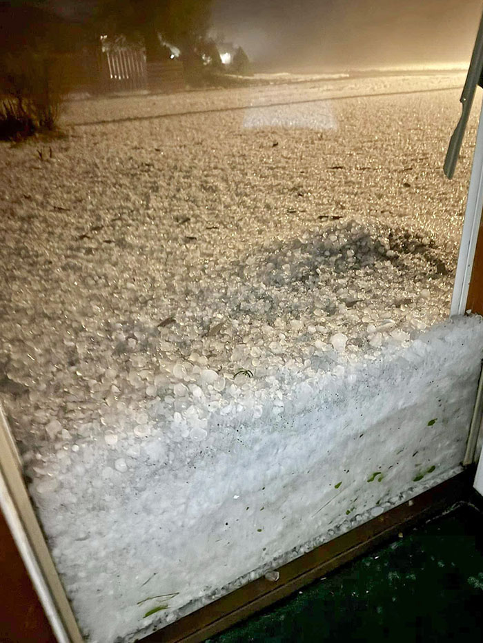 This isn't snow, its hail. Imaging shoveling yourself out of your home before you can shovel your driveway and sidewalks.