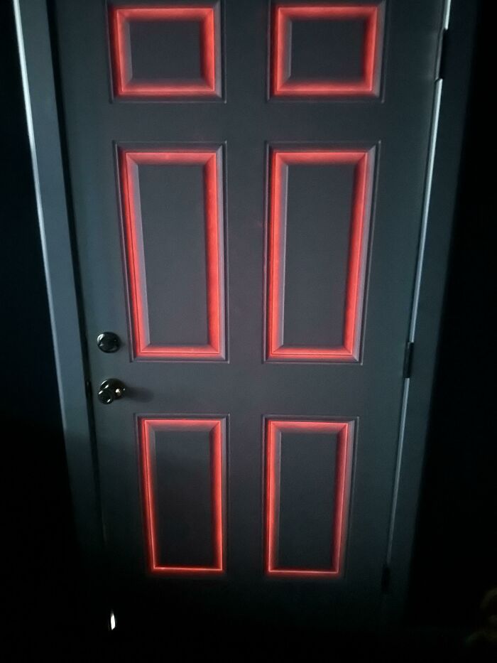 The sun shines so intensely on this door you can see the light shining through.