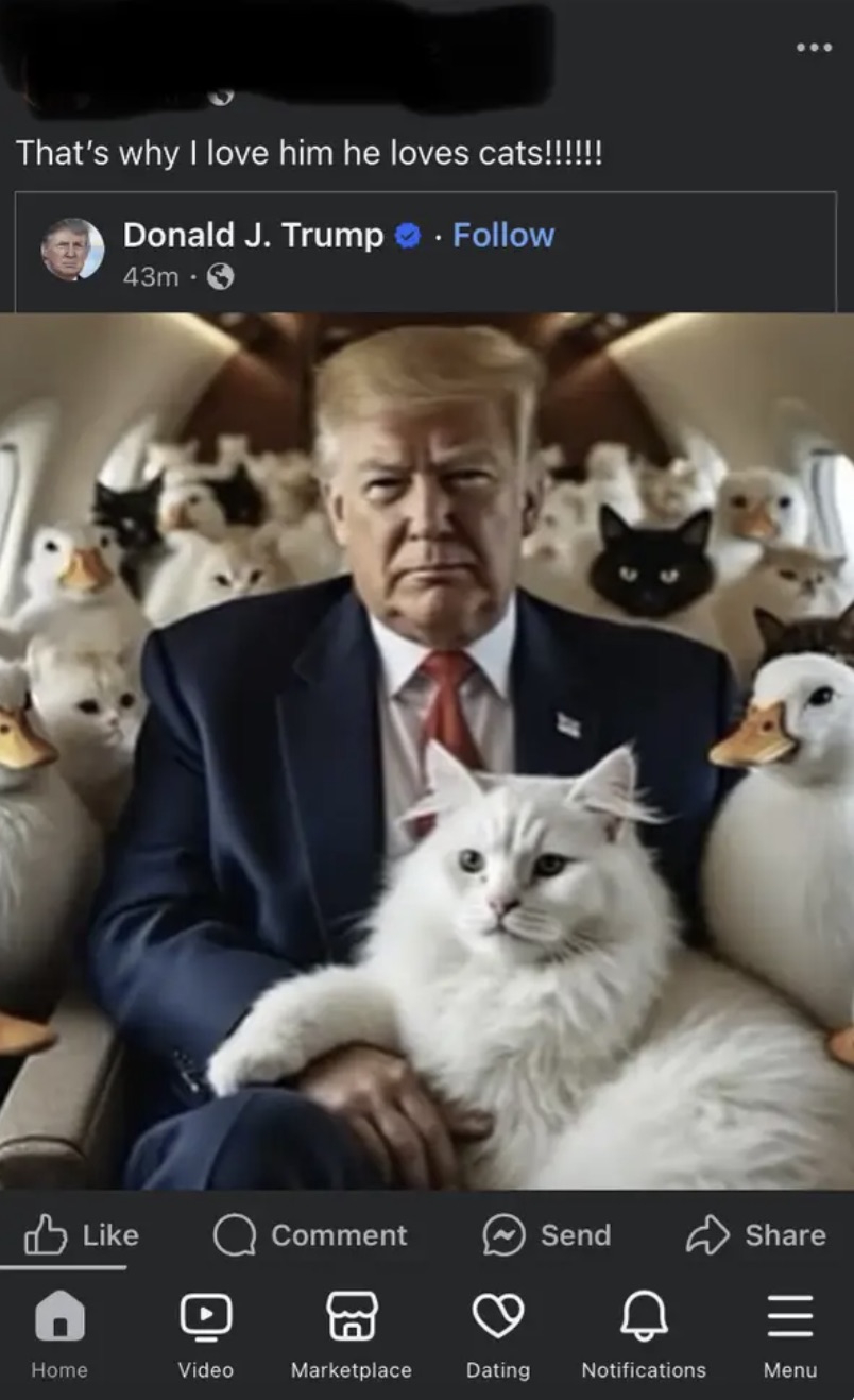 trump with cats - That's why I love him he loves cats!!!!!!! Donald J. Trump . 43m. Q Comment Send Home Video Marketplace Dating Notifications Menu