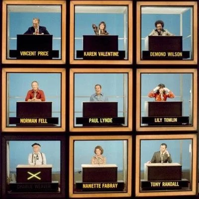 hollywood squares set - Vincent Price Karen Valentine Demond Wilson Norman Fell Paul Lynde Lily Tomlin Charle Weaver Nanette Fabray Tony Randall