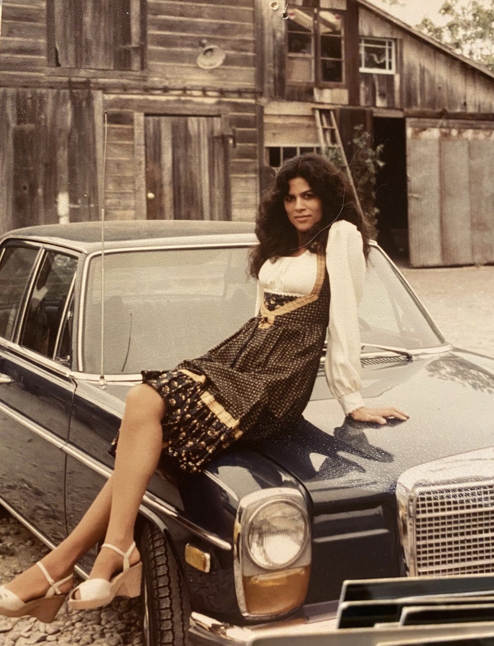 Posing on an Old Mercedes 