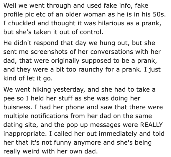 Daughter Doesn't Realize That Catfishing Her Dad Is Incredibly Gross: 'Am I wrong for this?' 