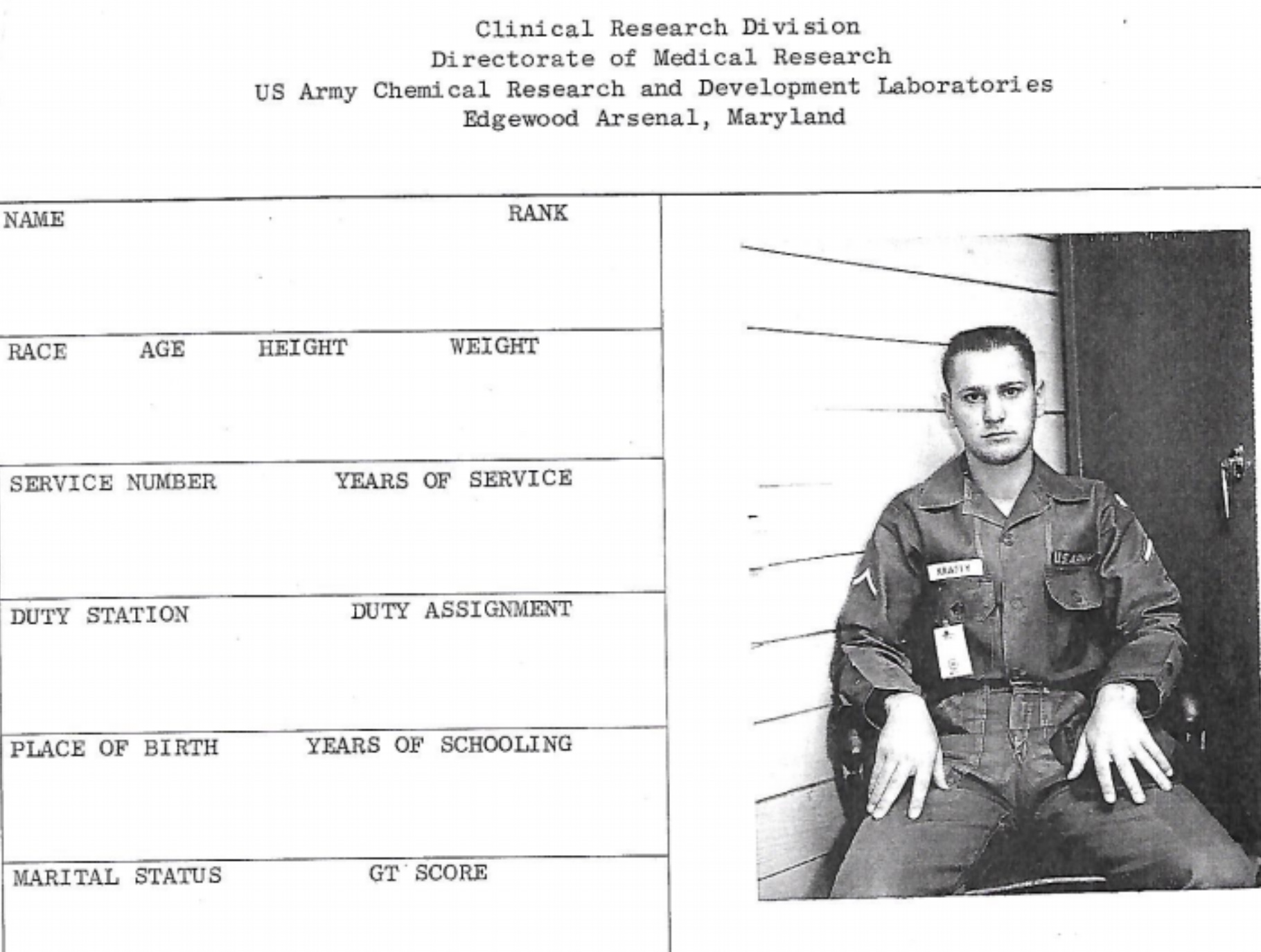 The Edgewood Arsenal Drug Experiments