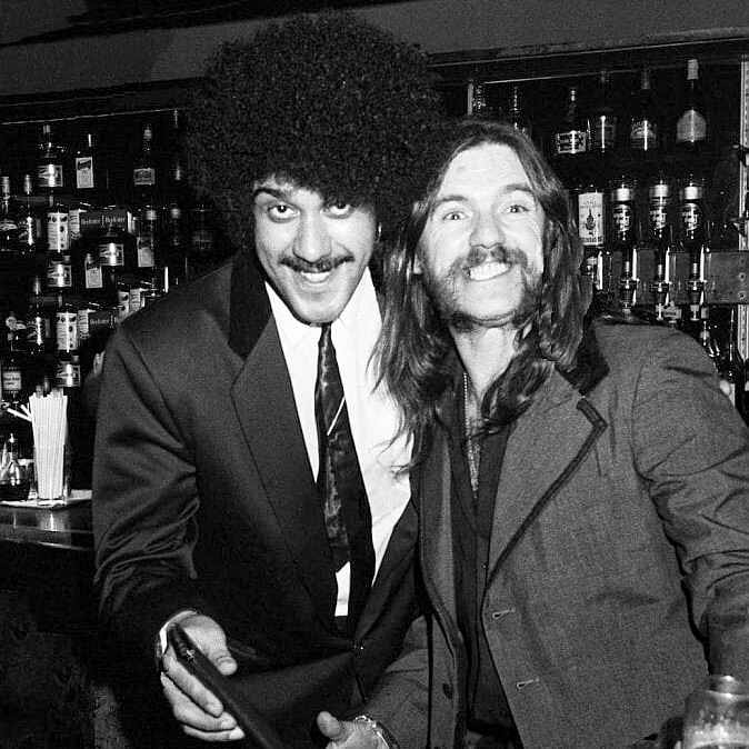 Lemmy with Phil Lynott of Thin Lizzy.