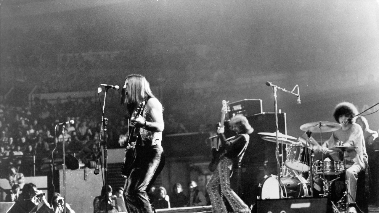 Rocking a packed stadium in the early '70s.