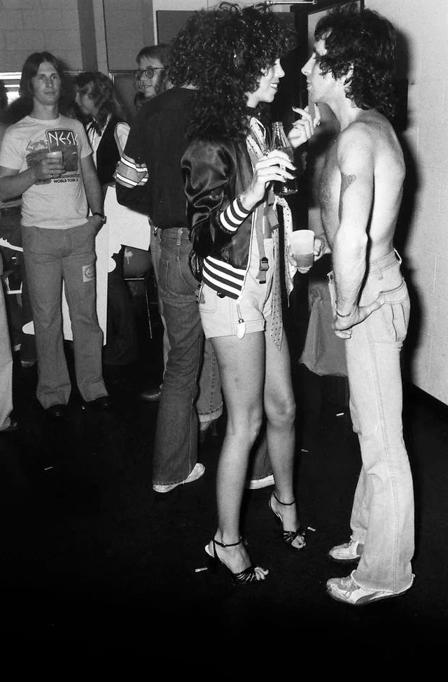 Bon Scott with a flirty fan in Atlanta, Georgia - 1978