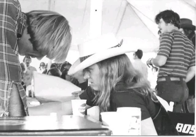 Ronnie Van Zant signing his autograph for a fan in Florida.