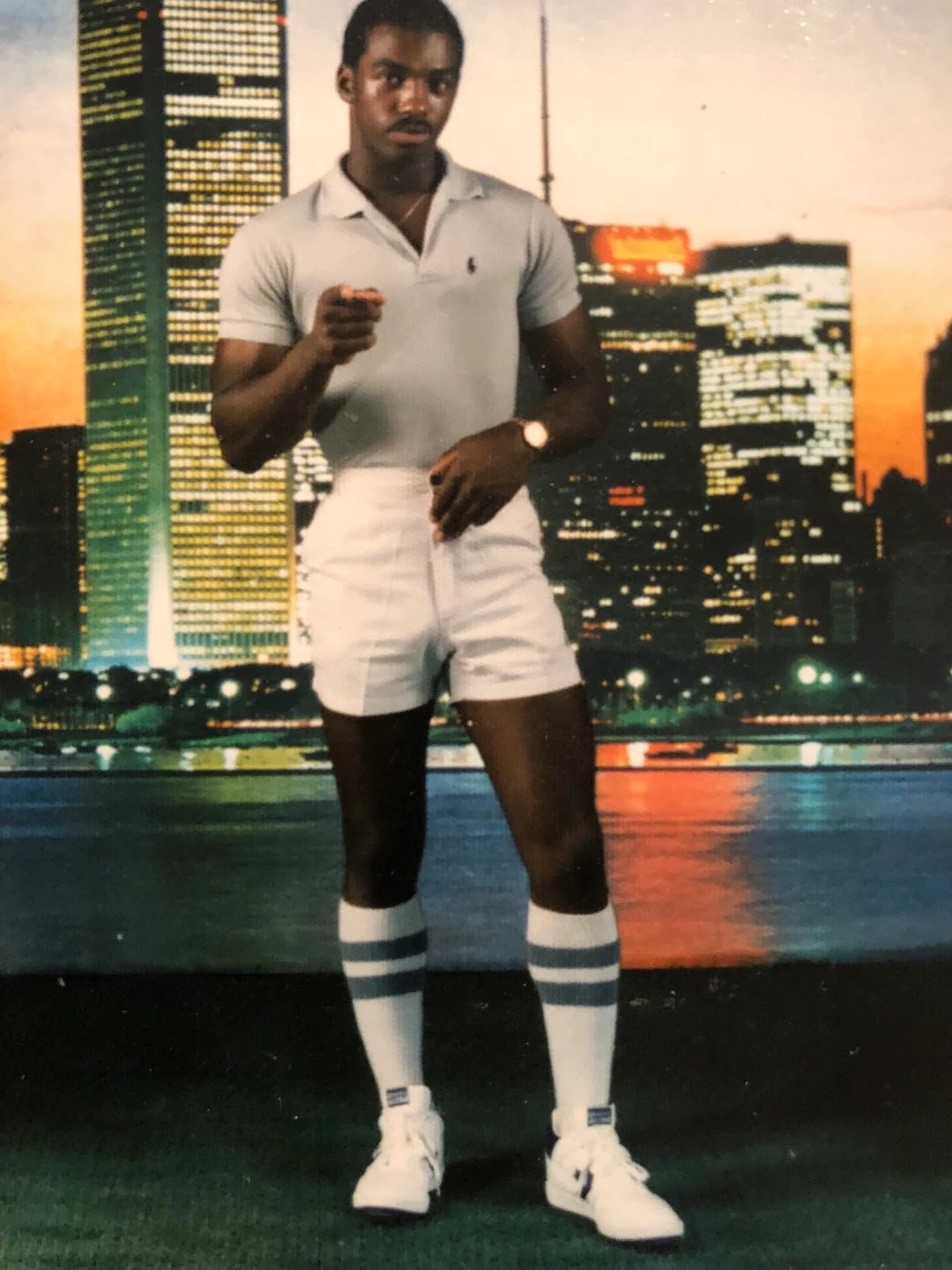 Tight polo shirts, short shorts, and high socks.