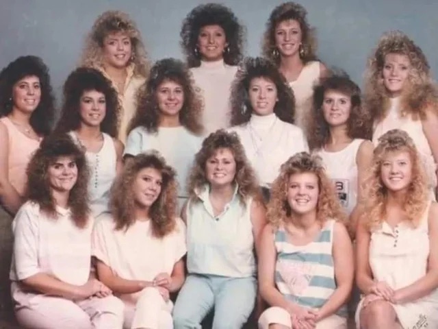 Eighties ladies with some big hair.