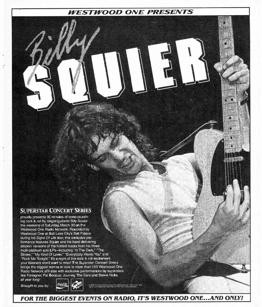 Promoting his "Signs of Life" Tour in 1985