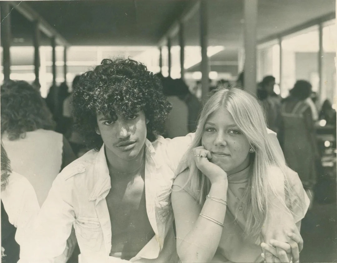 A rare photo of a very young Slash with his first girlfriend, Melissa Fisher Fink.
