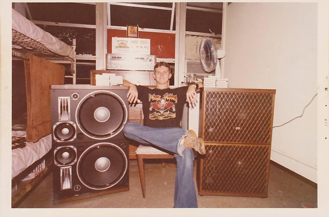 A Marine with his newly purchased stereo.