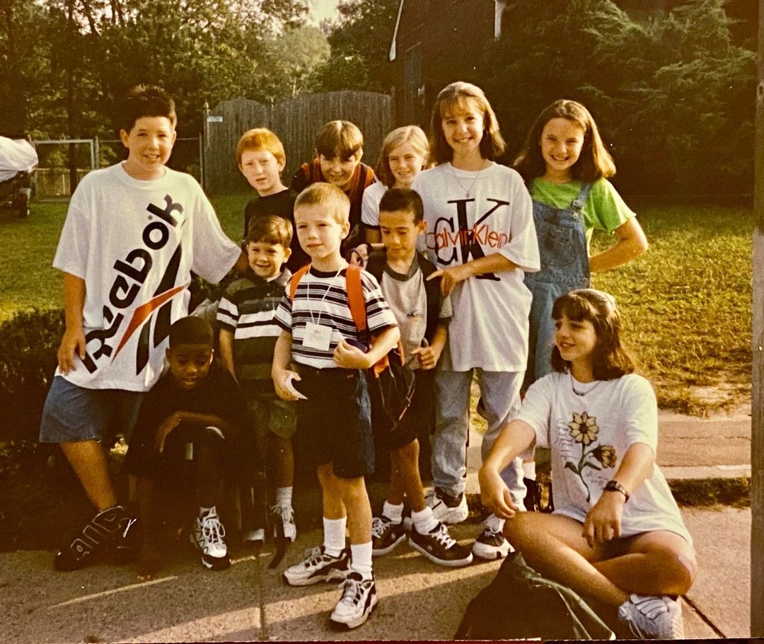 A bus stop crew in the '90s.