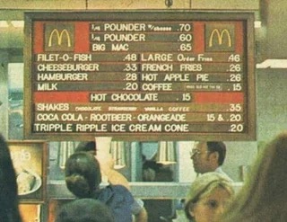 A Classic McDonald's Menu in 1973.