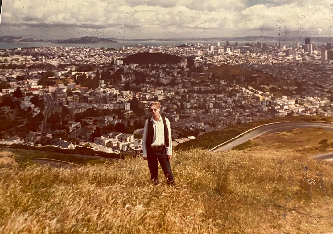 A man shows off a great view of San Francisco in 1973. 