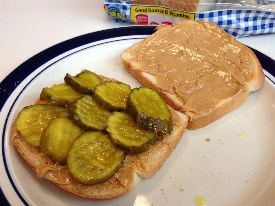 Peanut butter and pickle sandwich.