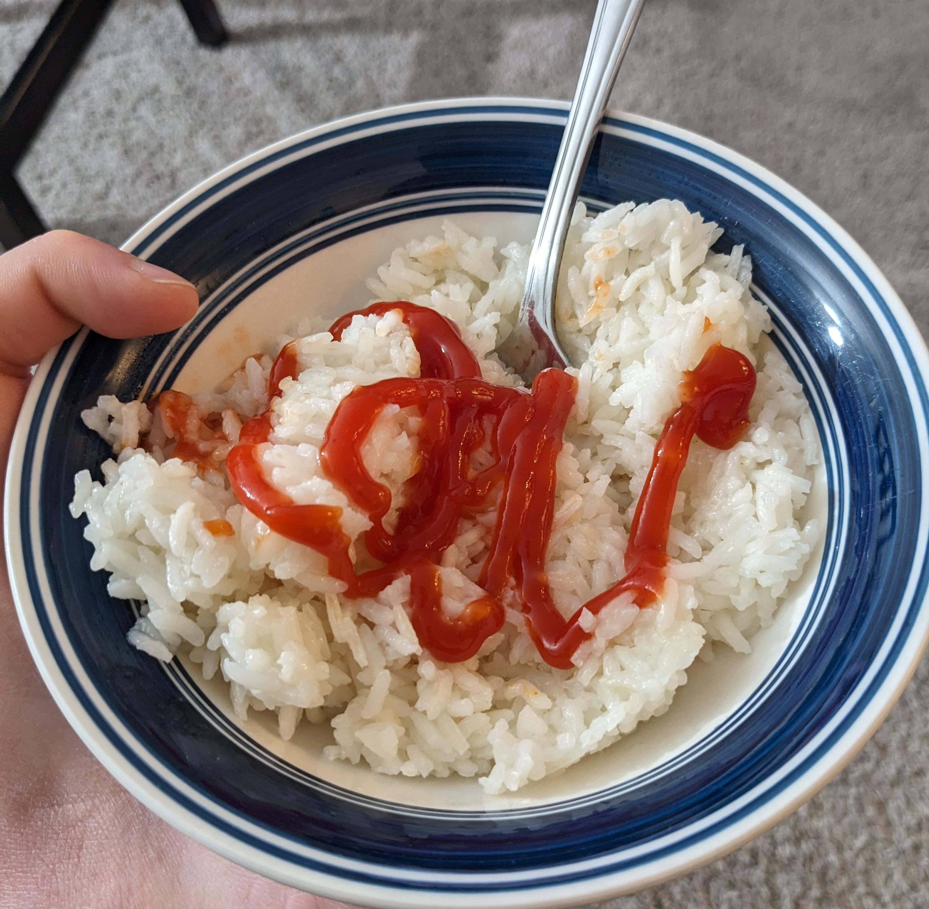 Rice with ketchup.