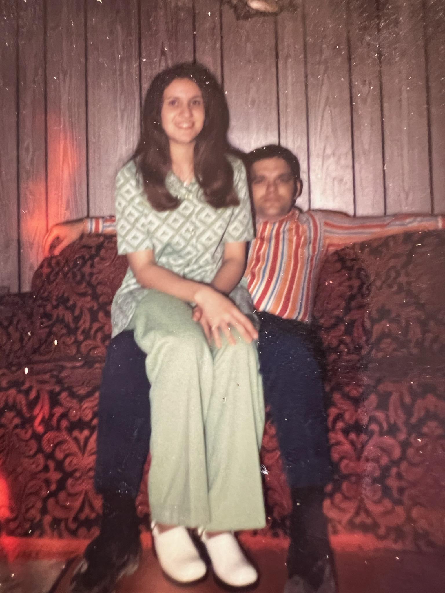 Date night on velvet couch