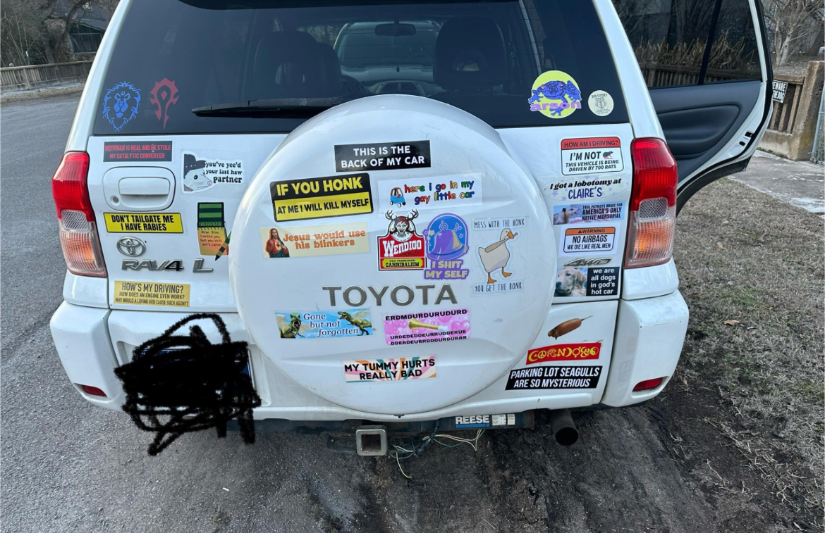 Some people choose therapy. Others just cover their bumper in chaos.