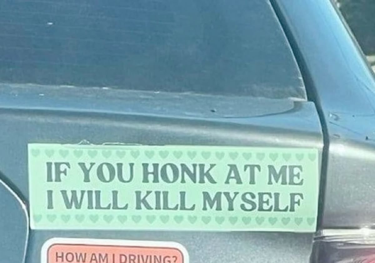 Dark humor in the fast lane.