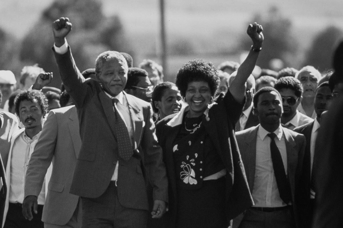 Nelson Mandela released from prison, 1990.