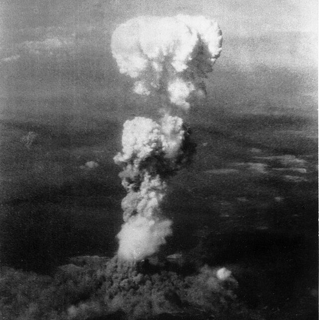 The Hiroshima mushroom cloud, 1945.
