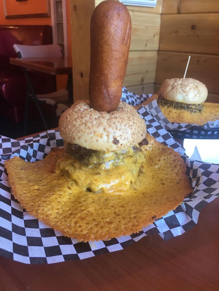 Corn Dog Hat on a Burger Head