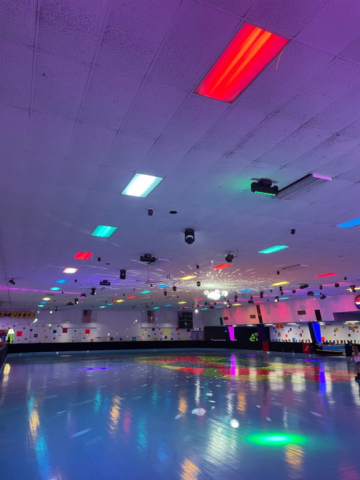 Roller rink lights waiting for the spins.