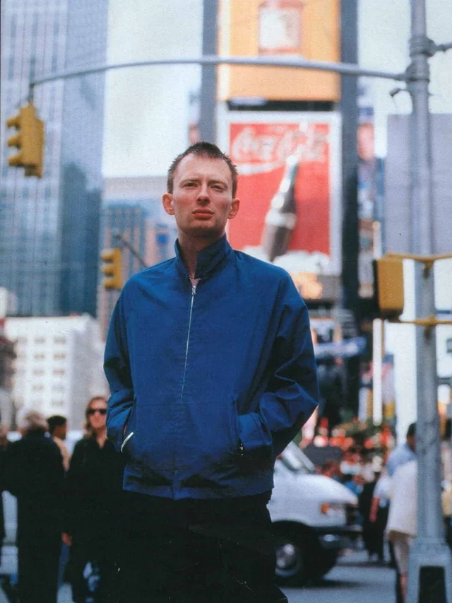 Thom Yorke look adrift in Times Square.