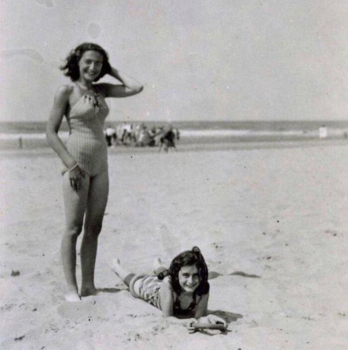 Anne and Margot Frank at the Beach, 1940