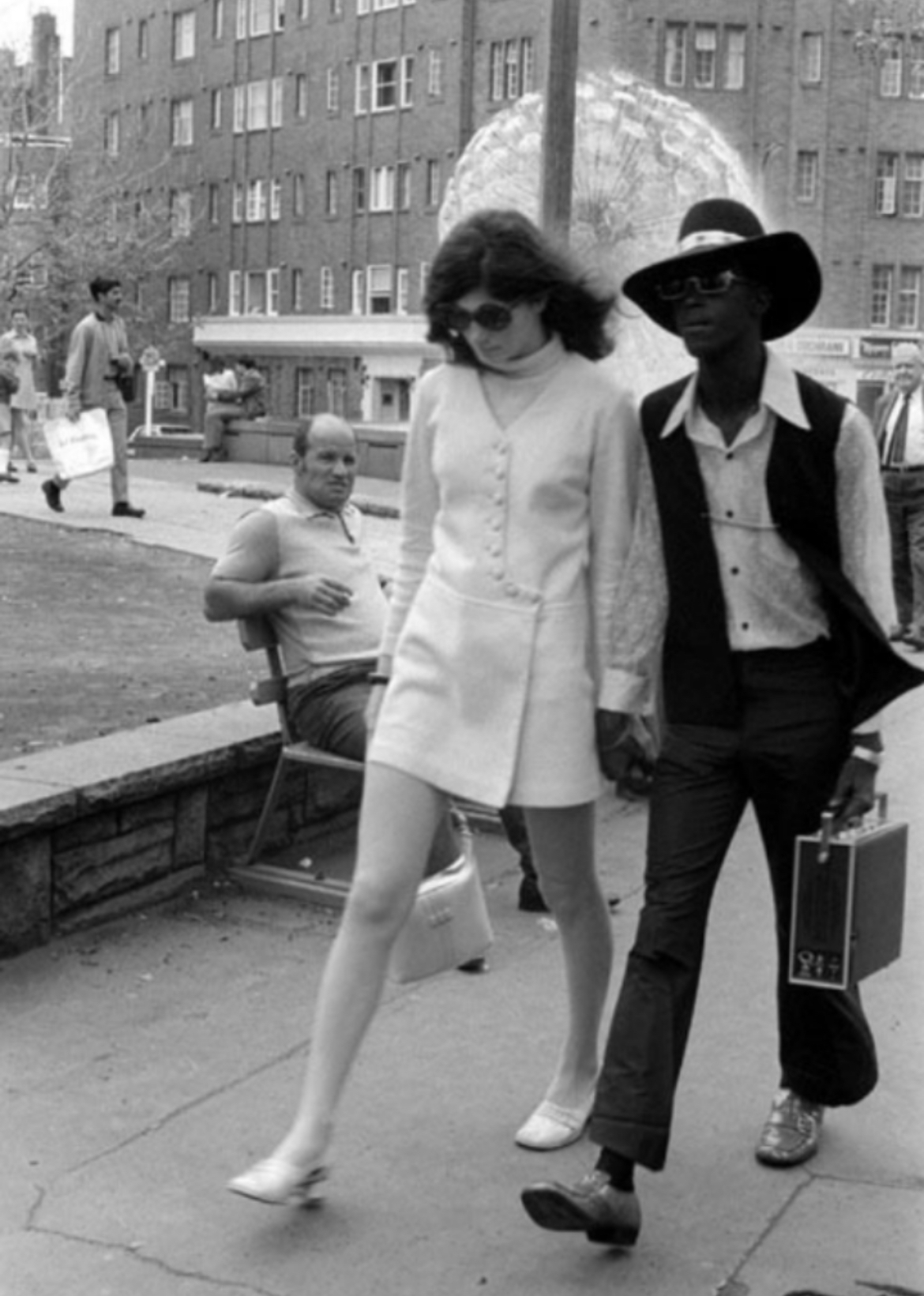 Interracial Couple Walking Through 1960s New York