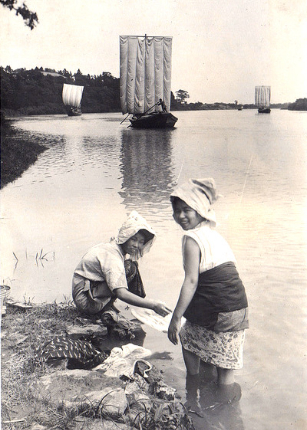 Washing Clothes in the Tone River, Japan, 1914