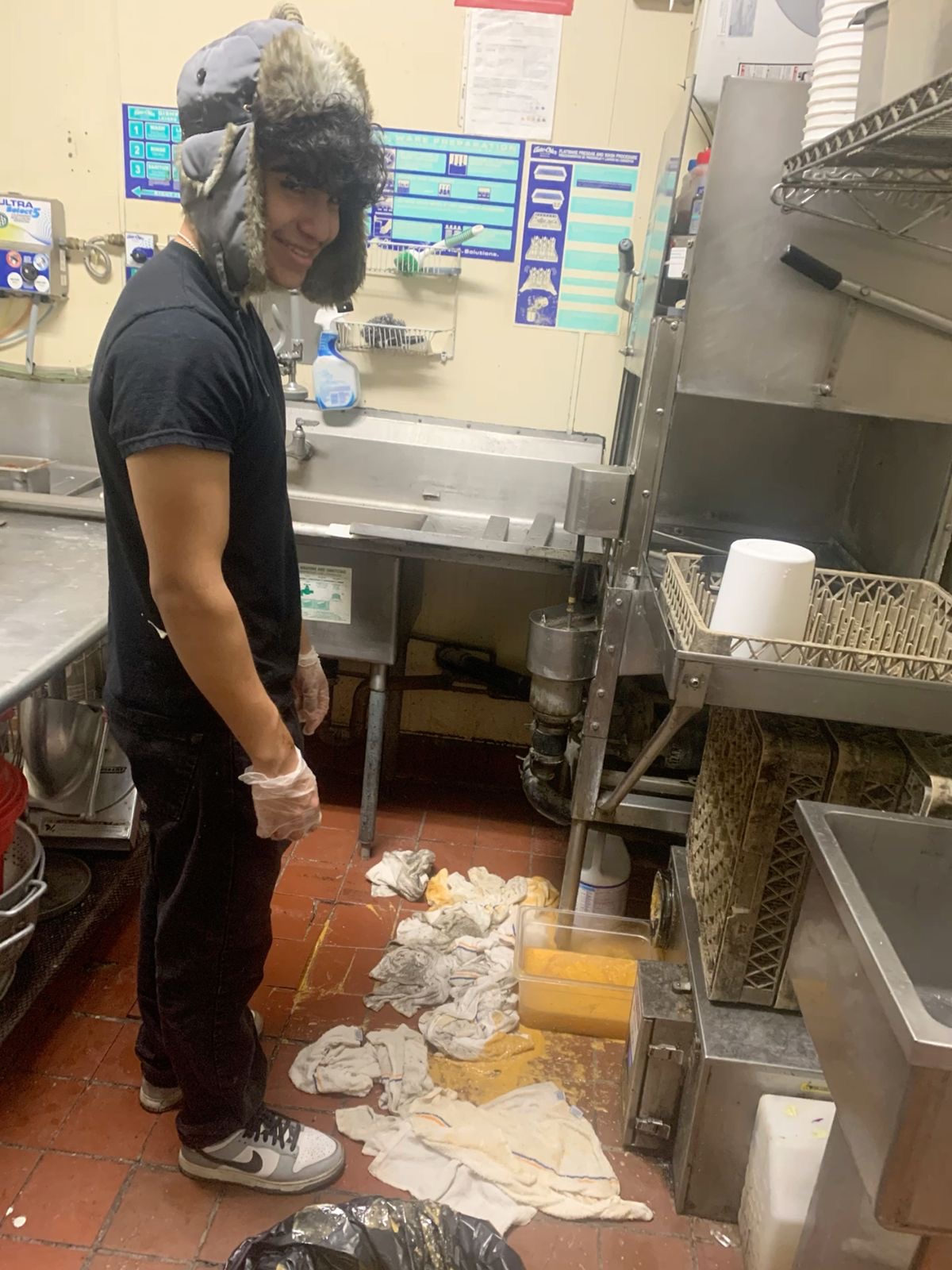 Something exploded by the fryer. So he’s just... staring at it.