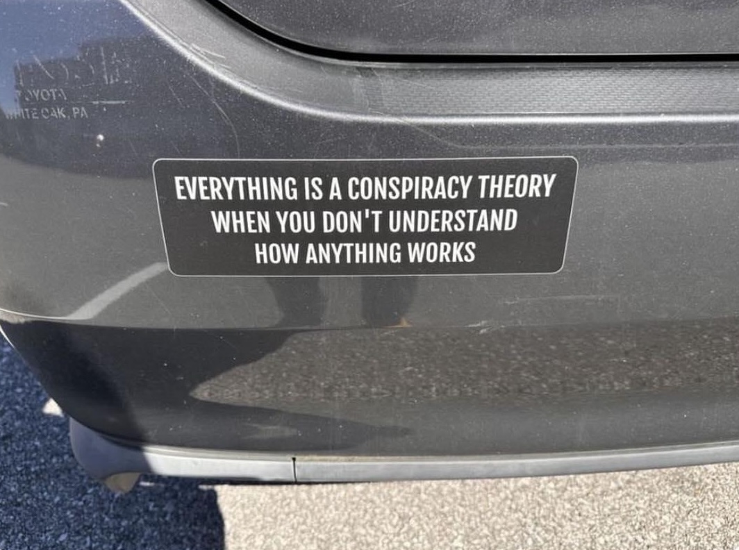 A bumper sticker and a college syllabus.